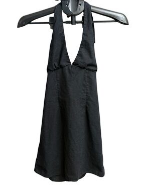 Zara Black Halter Mini Dress Open Back Size Small US 2 Minimalist